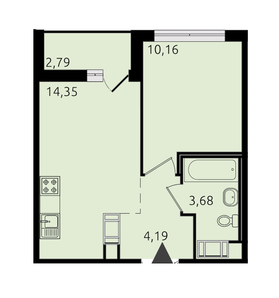 1-комнатная квартира 32.41 м², 14/17 эт., ЖК «Новые горизонты 2»